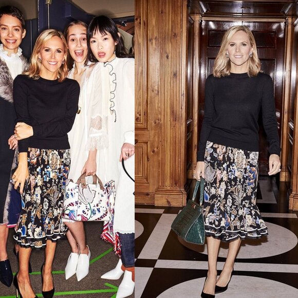 NWT Tory Burch Louisa Silk Skirt in Midnight Happy Times Size 00 0 10 $598